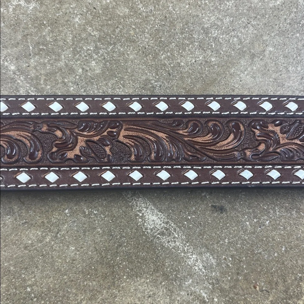 Nocona M & F Buckstitch Floral Belt Size: 38